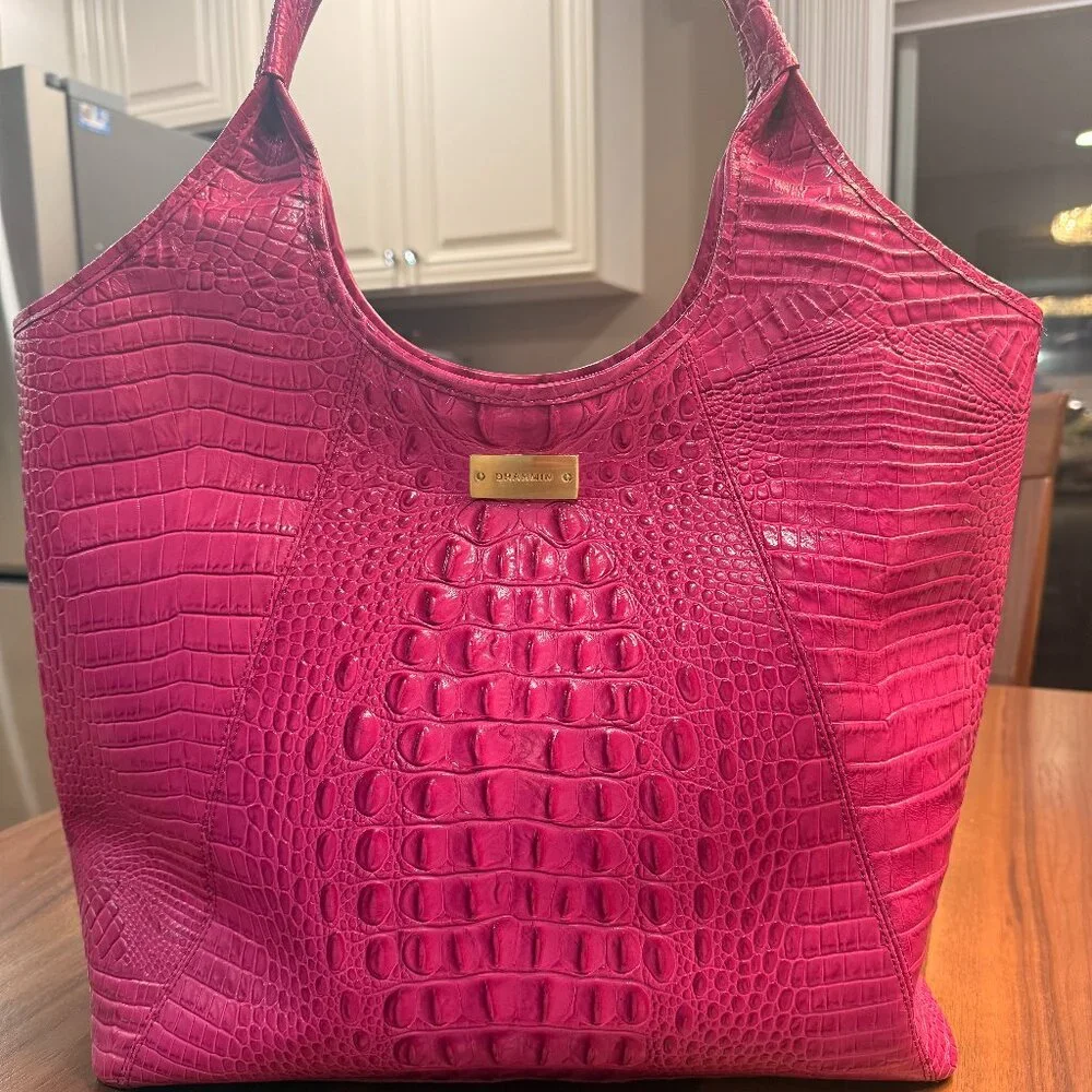 EUC Pink/Fuchsia Brahmin shopper tote. - Picture 1 of 14